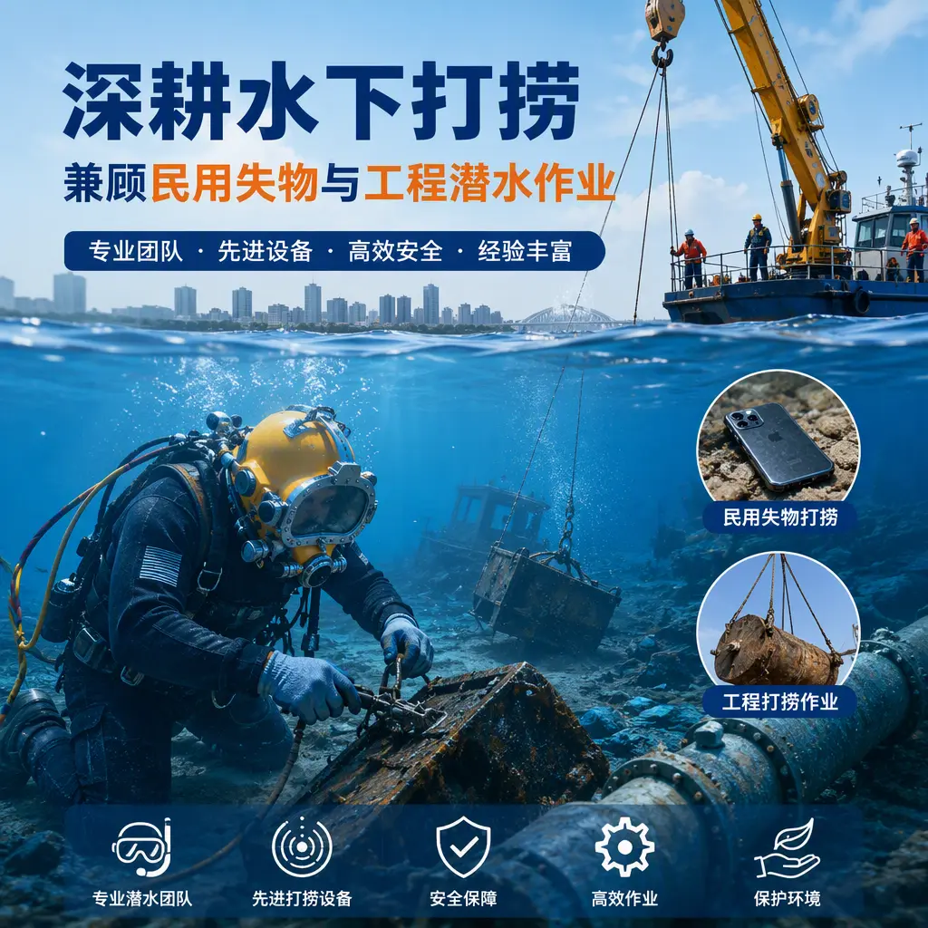 深耕水下打捞，兼顾民用失物与工程潜水作业多伦