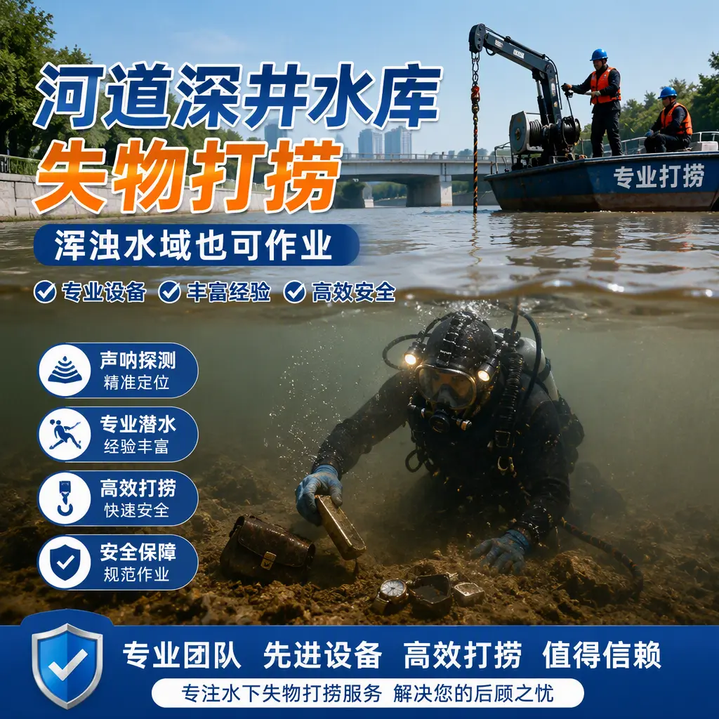 河道深井水库失物打捞，浑浊水域也可作业多伦